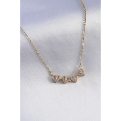 Mey İthalat® 316L Çelik Gold Renk Açılır Zirkon Taşlı Yonca Model Kadın Kolye