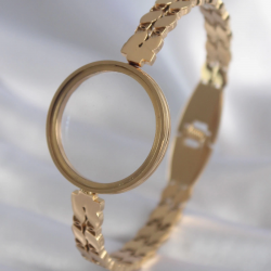 Mey İthalat® 316L Çelik Gold Renk Arpa İşleme Açılabilir Fanus Model Kadın Kelepçe