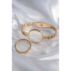 Mey İthalat® 316L Çelik Gold Renk Arpa İşleme Açılabilir Fanus Model Kadın Kelepçe