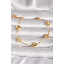 Mey İthalat® 316L Çelik Gold Renk Baby Boy Yonca Model İşleme Detay Kadın Bileklik