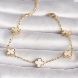 Mey İthalat® 316L Çelik Gold Renk Baby Boy Yonca Model Kadın Bileklik