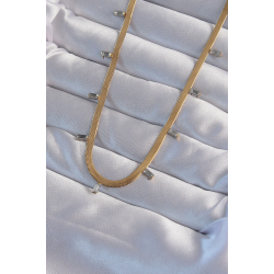 Mey İthalat® 316L Çelik Gold Renk Baget Taşlı İtalyan Zincir Kolye