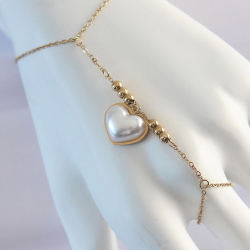 Mey İthalat® 316L Çelik Gold Renk Beyaz Bubble Kalp Tasarımlı Şahmeran