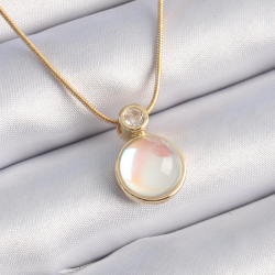 Mey İthalat® 316L Çelik Gold Renk Beyaz Sedefli Vintage Kadın Kolye