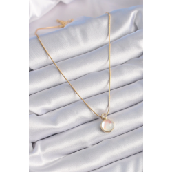 Mey İthalat® 316L Çelik Gold Renk Beyaz Sedefli Vintage Kadın Kolye