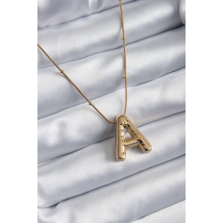 Mey İthalat® 316L Çelik Gold Renk Bubble "A" Harf Model Kadın Kolye