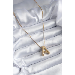 Mey İthalat® 316L Çelik Gold Renk Bubble "A" Harf Model Kadın Kolye