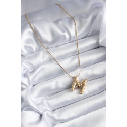 Mey İthalat® 316L Çelik Gold Renk Bubble "M" Harf Model Kadın Kolye