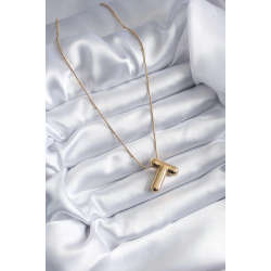 Mey İthalat® 316L Çelik Gold Renk Bubble "T" Harf Model Kadın Kolye