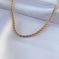 Mey İthalat® 316L Çelik Gold Renk Burgu Model 45 cm Kadın Kolye