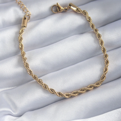 Mey İthalat® 316L Çelik Gold Renk Burgu Zincir Model Kadın Bileklik