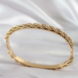 Mey İthalat® 316L Çelik Gold Renk Burgu Zincir Model Kadın Kelepçe