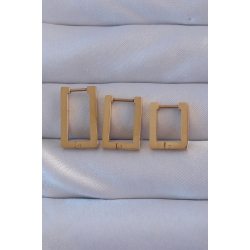 Mey İthalat® 316L Çelik Gold Renk Dikdörtgen Küpe Seti