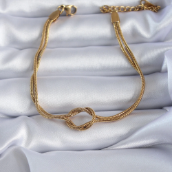 Mey İthalat® 316L Çelik Gold Renk Düğüm Model Kadın Bileklik