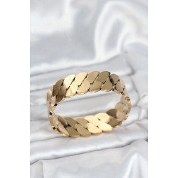 Mey İthalat® 316L Çelik Gold Renk Ezme Zincir Model Kadın Kelepçe Bileklik