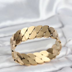 Mey İthalat® 316L Çelik Gold Renk Ezme Zincir Model Kadın Kelepçe Bileklik