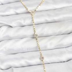 Mey İthalat® 316L Çelik Gold Renk Ezme Zincir Model Y Kadın Kolye