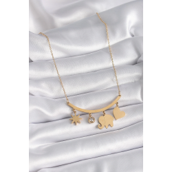 Mey İthalat® 316L Çelik Gold Renk Fil Figür Zirkon Taş Detay Kadın Kolye