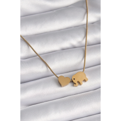 Mey İthalat® 316L Çelik Gold Renk Fil Kalp Figürlü Kadın Kolye