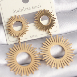 Mey İthalat® 316L Çelik Gold Renk Güneş Model Kadın Küpe