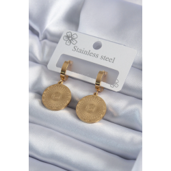 Mey İthalat® 316L Çelik Gold Renk İşleme Detay Kadın Küpe
