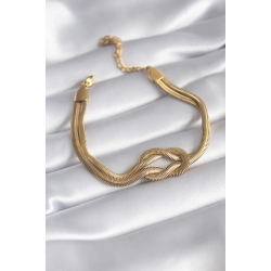 Mey İthalat® 316L Çelik Gold Renk İtalyan Zincir Düğüm Model Kadın Bileklik
