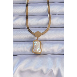 Mey İthalat® 316L Çelik Gold Renk İtalyan Zincir Ezme Taşlı Kolye