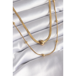 Mey İthalat® 316L Çelik Gold Renk İtalyan Zincir Model Topçuk Detay Kadın Kolye