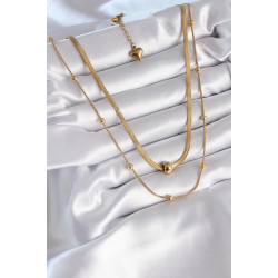 Mey İthalat® 316L Çelik Gold Renk İtalyan Zincir Model Topçuk Detay Kadın Kolye