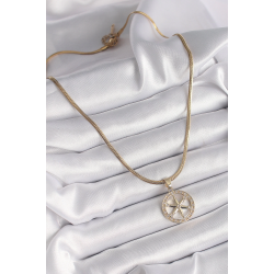 Mey İthalat® 316L Çelik Gold Renk İtalyan Zincir Zirkon Taşlı Kutup Yıldız Model Kadın Kolye