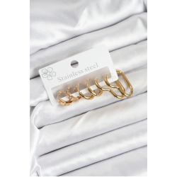 Mey İthalat® 316L Çelik Gold Renk Kadın Küpe Seti
