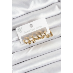 Mey İthalat® 316L Çelik Gold Renk Kadın Küpe Seti