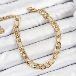 Mey İthalat® 316L Çelik Gold Renk Kalın Zincir Erkek Bileklik