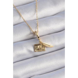 Mey İthalat® 316L Çelik Gold Renk Kalp Detay Mektup Figür Charm Model Kadın Kolye