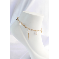 Mey İthalat® 316L Çelik Gold Renk Kalp Detaylı Sallantılı Halhal