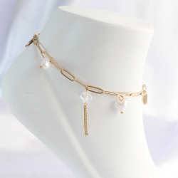 Mey İthalat® 316L Çelik Gold Renk Kalp Detaylı Sallantılı Halhal