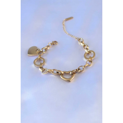 Mey İthalat® 316L Çelik Gold Renk Kalp Figür Zincir Model Kadın Bileklik