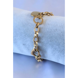 Mey İthalat® 316L Çelik Gold Renk Kalp Figür Zincir Model Kadın Bileklik