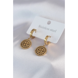 Mey İthalat® 316L Çelik Gold Renk Kalp Model İşleme Detay Kadın Küpe