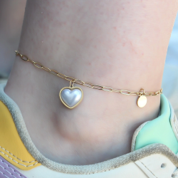 Mey İthalat® 316L Çelik Gold Renk Kalp Model Kadın Halhal