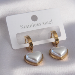 Mey İthalat® 316L Çelik Gold Renk Kalp Model Kadın Küpe