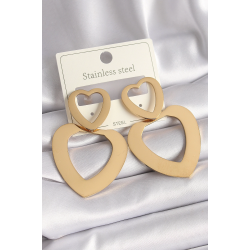 Mey İthalat® 316L Çelik Gold Renk Kalp Model Kadın Küpe