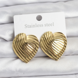 Mey İthalat® 316L Çelik Gold Renk Kalp Model Kadın Küpe