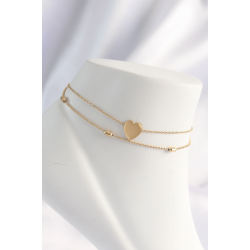 Mey İthalat® 316L Çelik Gold Renk Kalp Tasarımlı 2li Halhal