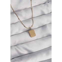 Mey İthalat® 316L Çelik Gold Renk Kare Charm Model Kolye