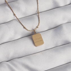 Mey İthalat® 316L Çelik Gold Renk Kare Charm Model Kolye