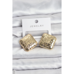 Mey İthalat® 316L Çelik Gold Renk Kare Vintage Kadın Küpe