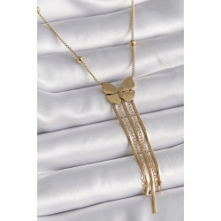 Mey İthalat® 316L Çelik Gold Renk Kelebek Figür Sallantı İtalyan Zincirli Kadın Kolye