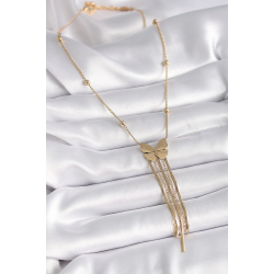 Mey İthalat® 316L Çelik Gold Renk Kelebek Figür Sallantı İtalyan Zincirli Kadın Kolye