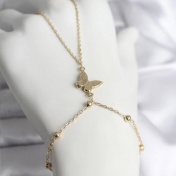 Mey İthalat® 316L Çelik Gold Renk Kelebek Model Kadın Şahmeran